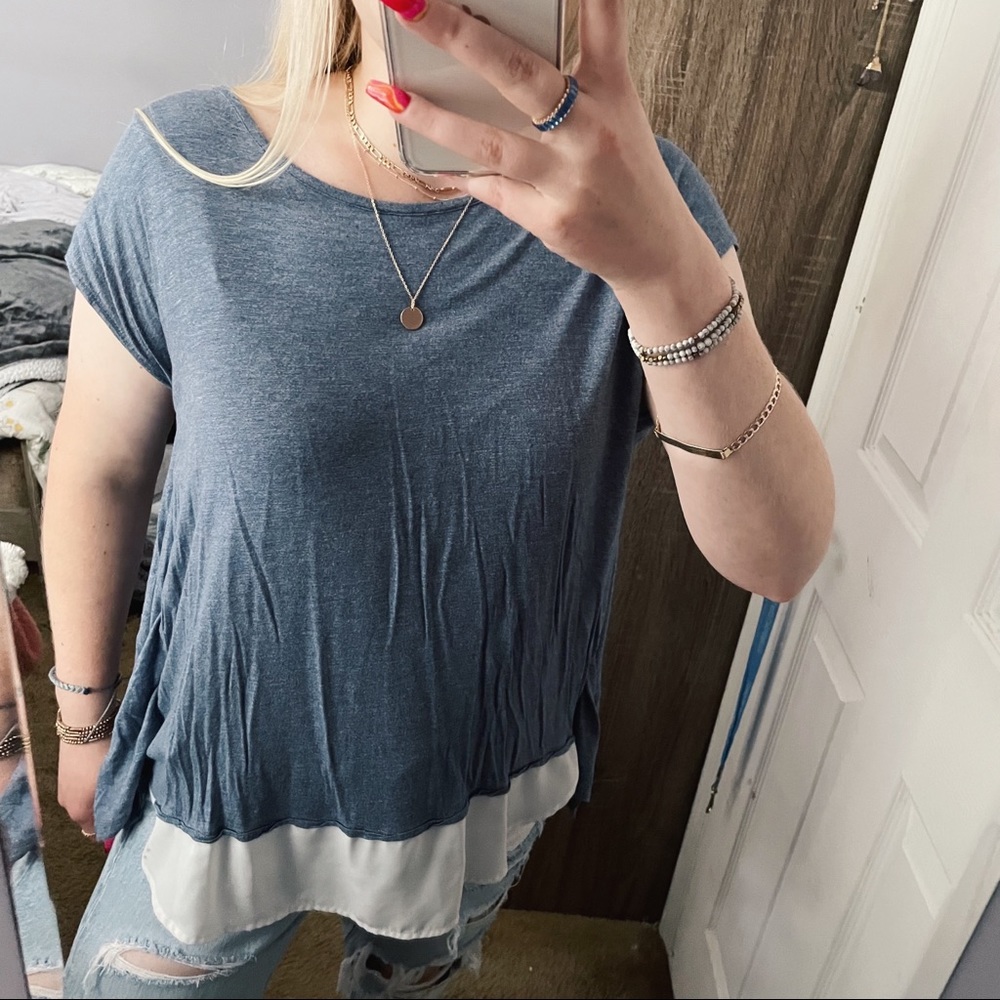 SOHO blue & white blouse